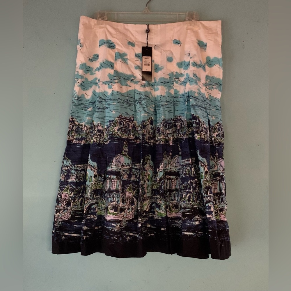 NWT Talbots ladies blue & white skirt Venice Italy design size 8